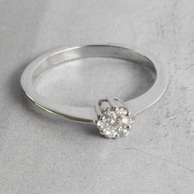 18k Solid White Gold / Diamond Cluster Round Ring / Minimalist Diamond Ring / Round Diamond Ring / Natural Diamond Color G Clarity SI / DR50 - Jewels By Tarry