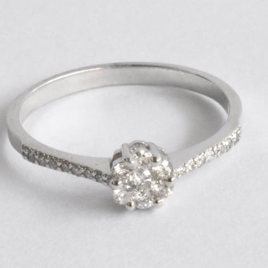 18k White Gold / Diamond Round Cluster Ring / Round Diamond Ring / Dainty Diamond Ring / Natural Diamond 0.21 CTW H-SI / DR76 - Jewels By Tarry