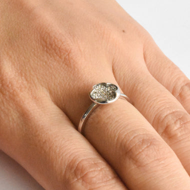 Diamond Clover Ring / Dainty Diamond Clover Ring / Natural Round Diamond Ring / Diamond Flower Ring / Pave Cluster Lucky Clover Ring / DR112 - Jewels By Tarry