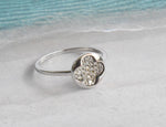 Diamond Clover Ring / Dainty Diamond Clover Ring / Natural Round Diamond Ring / Diamond Flower Ring / Pave Cluster Lucky Clover Ring / DR112 - Jewels By Tarry
