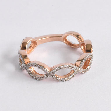 SALE ! 18k Diamond Infinity Ring / Twisted Band Ring / Diamond Wedding Band / Pave Diamond Ring / Eternity Ring / Rose Gold Ring / DR32 - Jewels By Tarry