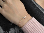 Mini Cross Diamond Bracelet in 10K, 14K, and 18K Gold
