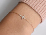 Mini Cross Diamond Bracelet in 10K, 14K, and 18K Gold