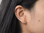 Diamond Heart Stud Earring / 10k 14k 18k Gold Diamond Studs / Rose Gold White Gold / Valentine Jewelry / Minimal Everyday Stud Earrings - Jewels By Tarry