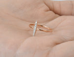 Diamond Ring / 10k 14k 18k Gold Ring / Micro Pave Diamond Stackable Ring / Elongated Pave Diamond Ring Wedding Ring Promise Ring