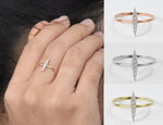 Diamond Ring / 10k 14k 18k Gold Ring / Micro Pave Diamond Stackable Ring / Elongated Pave Diamond Ring Wedding Ring Promise Ring