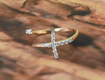 Open Cross ring with Pave Setting Diamonds