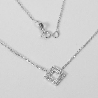 Square Flower Clover Diamond Necklace