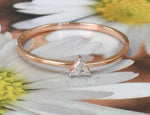 Triangle Diamond Cut Ring in Solid Gold