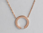 Gold Circle Pendant Necklace With Baguette Diamond
