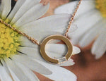 Gold Circle Pendant Necklace With Baguette Diamond