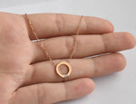 Gold Circle Pendant Necklace With Baguette Diamond