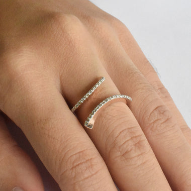 18k Solid Gold Open Diamond Ring / Cuff Diamond Ring / Pave Round Diamond H SI 0.22 CTW / Wedding Ring Engagement Ring / DR01 - Jewels By Tarry