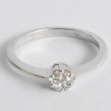 18k Solid White Gold / Diamond Cluster Round Ring / Minimalist Diamond Ring / Round Diamond Ring / Natural Diamond Color G Clarity SI / DR50 - Jewels By Tarry