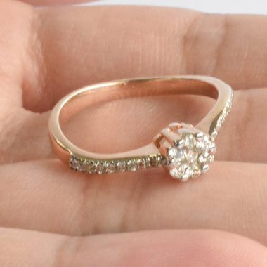 18k Rose Gold / Diamond Round Cluster Ring / Round Diamond Ring / Dainty Diamond Ring / Pave Diamond Ring / DR49 - Jewels By Tarry