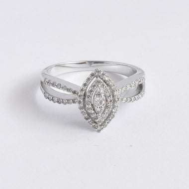 18k Solid White / Gold Pave Diamond Marquise Shape Ring / Cluster Diamond Statement Ring / 0.36 CTw Round Diamond Statement Ring / DR101 - Jewels By Tarry