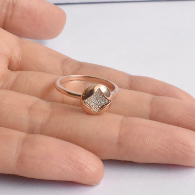 Dainty Diamond Micro Pave Set Diamond Ring / 18k Rose Gold Round Diamond Ring / Minimalist Wedding Anniversary Promise Ring / DR104 - Jewels By Tarry