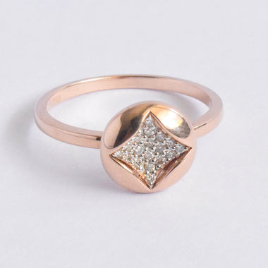 Dainty Diamond Micro Pave Set Diamond Ring / 18k Rose Gold Round Diamond Ring / Minimalist Wedding Anniversary Promise Ring / DR104 - Jewels By Tarry