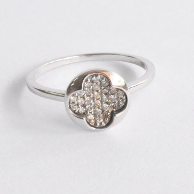 Diamond Clover Ring / Dainty Diamond Clover Ring / Natural Round Diamond Ring / Diamond Flower Ring / Pave Cluster Lucky Clover Ring / DR112 - Jewels By Tarry