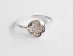 Diamond Clover Ring / Dainty Diamond Clover Ring / Natural Round Diamond Ring / Diamond Flower Ring / Pave Cluster Lucky Clover Ring / DR112 - Jewels By Tarry