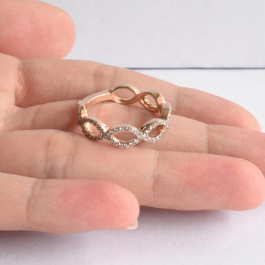 SALE ! 18k Diamond Infinity Ring / Twisted Band Ring / Diamond Wedding Band / Pave Diamond Ring / Eternity Ring / Rose Gold Ring / DR32 - Jewels By Tarry