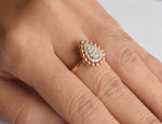 SALE ! Pear Shape Engagement Ring / Pear Cluster Diamond Ring / Handmade Diamond Wedding Engagement Ring With Diamond / DR161 - Jewels By Tarry