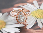 SALE ! Pear Shape Engagement Ring / Pear Cluster Diamond Ring / Handmade Diamond Wedding Engagement Ring With Diamond / DR161 - Jewels By Tarry