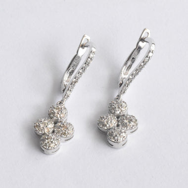 30% OFF SALE! / 18k White Gold Natural Diamond Leverback Drop Earrings / Micro Pave Diamond Dangle Drop Earrings / DE85 - Jewels By Tarry