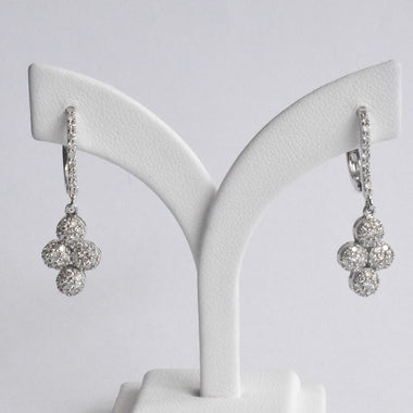 30% OFF SALE! / 18k White Gold Natural Diamond Leverback Drop Earrings / Micro Pave Diamond Dangle Drop Earrings / DE85 - Jewels By Tarry