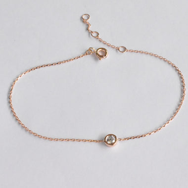 Diamond Bezel Bracelet with 0.15 Ctw Brilliant Round Cut Diamond in Rose Gold