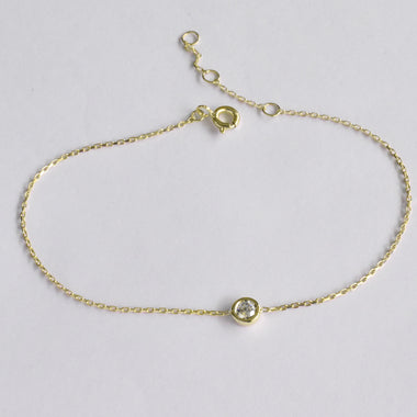 Diamond Bezel Bracelet with 0.15 Ctw Brilliant Round Cut Diamond in Yellow Gold