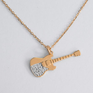 Diamond Guitar Pendant Necklace in 10k, 14k, and 18k Gold