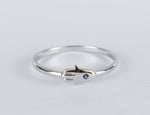 Hamsa Hand Ring / 10k 14k 18k Solid Gold Ring / Natural Blue Sapphire Ring / Hand of Fatima Ring / Protection Good Luck Minimalist Stacking