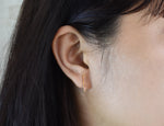 Dainty Ruby Stud Earrings / 10k 14k 18k Solid Gold Earrings / 15mm Long Bar Earrings / Delicate Studs / Micro Pave Genuine Ruby / DE800 - Jewels By Tarry