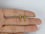 10k 14k 18k SOLID GOLD EMERALD Stud Earrings / Natural Genuine Emerald / 15mm Long Bar Studs / Delicate Gold Earrings Christmas Holiday Gift - Jewels By Tarry