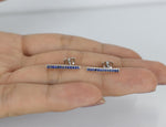 SAPPHIRE Stud Earrings / 18k 14k 10k SOLID GOLD Studs / Rose or Yellow or White Gold / Natural Genuine Sapphire / Pave Bar Studs 15mm Long - Jewels By Tarry