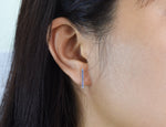 SAPPHIRE Stud Earrings / 18k 14k 10k SOLID GOLD Studs / Rose or Yellow or White Gold / Natural Genuine Sapphire / Pave Bar Studs 15mm Long - Jewels By Tarry