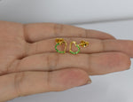 EMERALD STUD Earrings / 10k 14k 18k Solid GOLD stud Earrings / Micro Pave Genuine Emerald / Delicate Gold Heart Studs / Valentine Jewelry - Jewels By Tarry