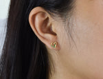 18k 14k 10k GOLD EMERALD Heart Earring / Dainty Heart Stud Earrings / Natural Emerald / Yellow, White, Rose Gold / Valentine Jewelry - Jewels By Tarry