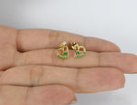 18k 14k 10k GOLD EMERALD Heart Earring / Dainty Heart Stud Earrings / Natural Emerald / Yellow, White, Rose Gold / Valentine Jewelry - Jewels By Tarry