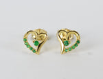 18k 14k 10k GOLD EMERALD Heart Earring / Dainty Heart Stud Earrings / Natural Emerald / Yellow, White, Rose Gold / Valentine Jewelry - Jewels By Tarry