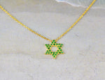 Star Of David Emerald Necklace in 10k, 14k, and 18k Gold