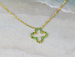 Genuine Emerald Clover Necklace in Gold