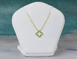 Genuine Emerald Clover Necklace in Gold