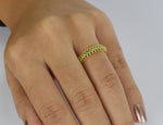 Solid Gold Ring With Genuine Round Emeralds