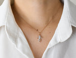 Unique Tiny Pave Diamond Cross Necklace