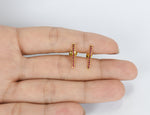 Dainty Ruby Stud Earrings / 10k 14k 18k Solid Gold Earrings / 15mm Long Bar Earrings / Delicate Studs / Micro Pave Genuine Ruby / DE800 - Jewels By Tarry
