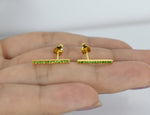 10k 14k 18k SOLID GOLD EMERALD Stud Earrings / Natural Genuine Emerald / 15mm Long Bar Studs / Delicate Gold Earrings Christmas Holiday Gift - Jewels By Tarry