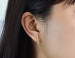 10k 14k 18k SOLID GOLD EMERALD Stud Earrings / Natural Genuine Emerald / 15mm Long Bar Studs / Delicate Gold Earrings Christmas Holiday Gift - Jewels By Tarry