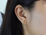 EMERALD STUD Earrings / 10k 14k 18k Solid GOLD stud Earrings / Micro Pave Genuine Emerald / Delicate Gold Heart Studs / Valentine Jewelry - Jewels By Tarry